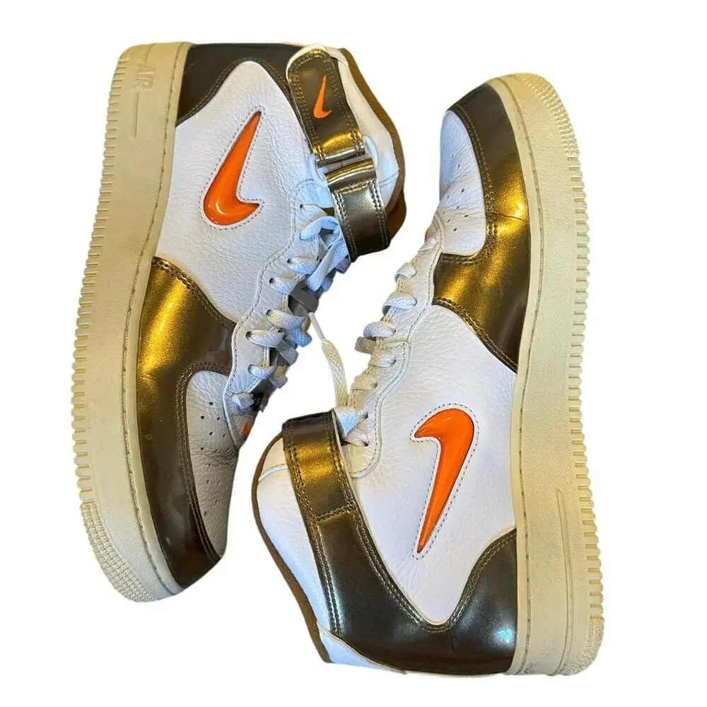 Nike Air Force 1 Mid Ale Gold Size 11.5 Mens Orange White 2021 DH5623-100 AF1 QS